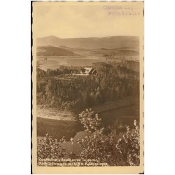 Curt Bachmann-Baude an der Talsperre Mauer i. Riesengeb. mit Blick a. d. Schneekoppe. Ośrodek Żeglarski Pilichowice