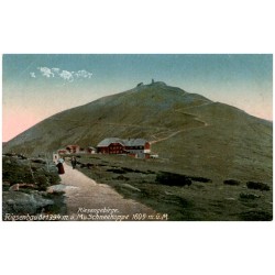 Riesengebirge. Riesenbaude 1394 m ü. M. u. Schneekoppe 1605 m ü. M.