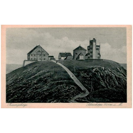 Riesengebirge. Schneekoppe 1605 m ü. M. / Rewers: Diese Karte ist in den Koppenhäusern gekauft. Hienrich Pohl, Schneekoppenwirt.