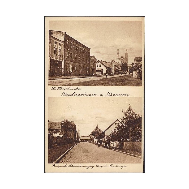 Pozdrowienie z Pszowa. Ul. Wodzisławska. Budynek Administracyjny Urzędu Gminnego.