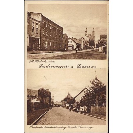 Pozdrowienie z Pszowa. Ul. Wodzisławska. Budynek Administracyjny Urzędu Gminnego.