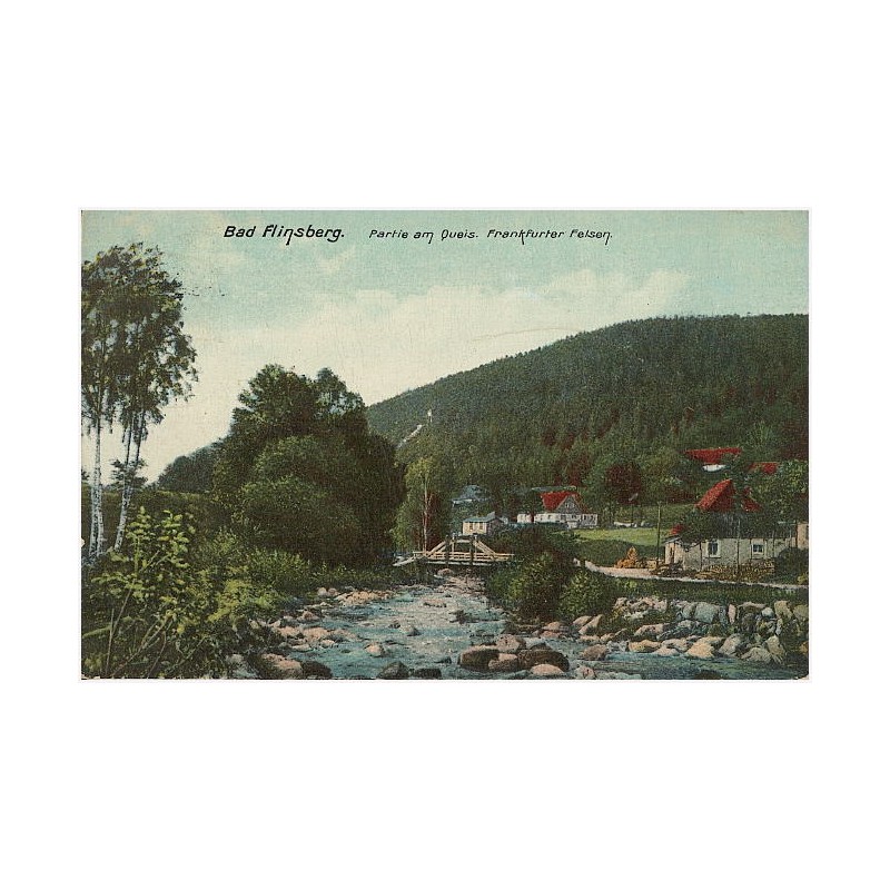 Bad Flinsberg. Partie am Queis. Frankfurter Felsen