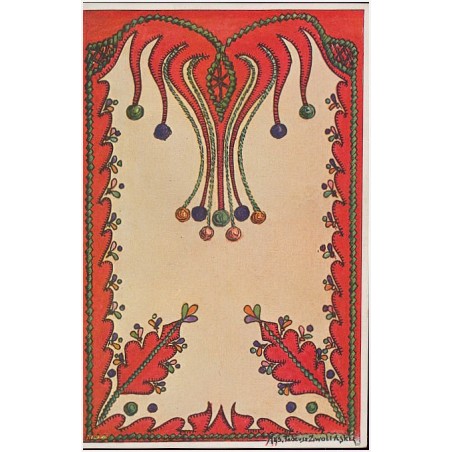 Naszycia safianowe (na plecach i w rogach poły) z serdaka góralskiego