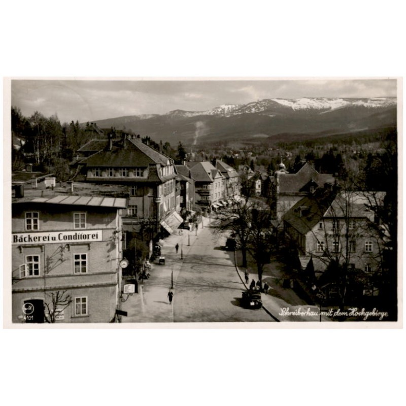 Schreiberhau mit dem Hochgebirge Silesia 4101 / Rewers: Riesengebirge-Schreiberhau mit dem Hochgebirge