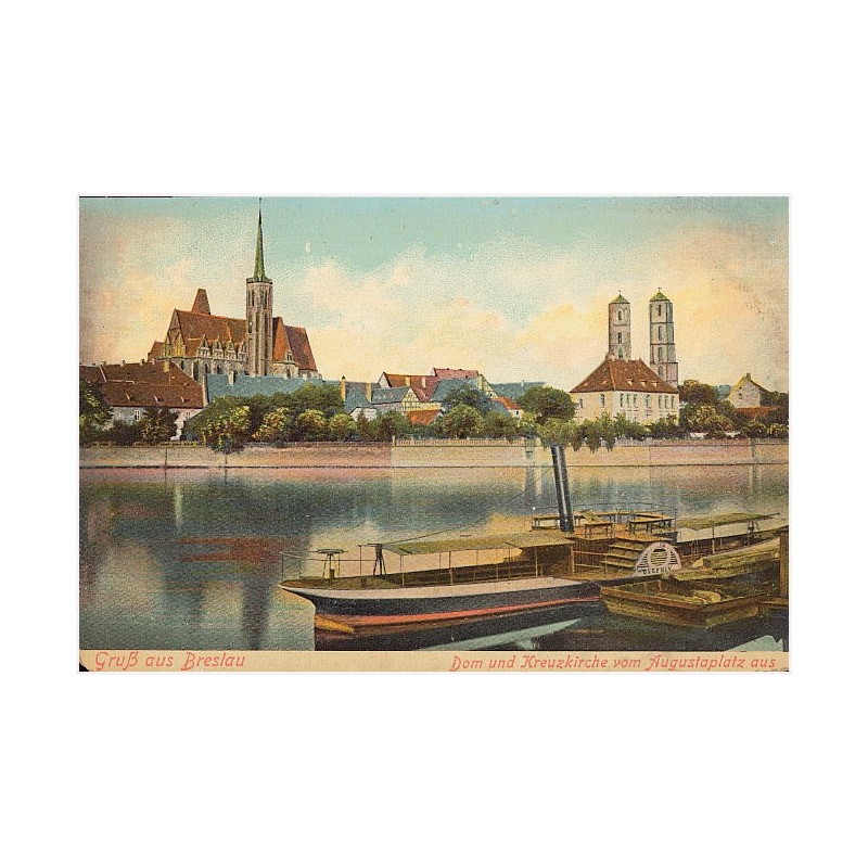 Gruß aus Breslau. Dom und Kreuzkirche vom Augustplatz aus