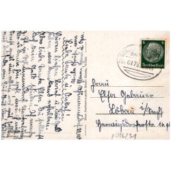 Gruß aus Sänitz O/L. Straßenbild. Warenhandlung Fedor Müller. Schule. Schloßteich