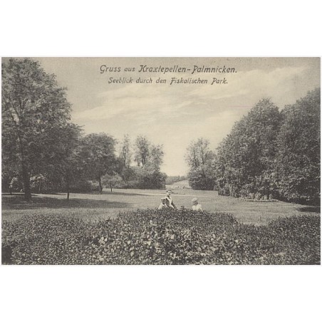Gruss aus Kraxtepellen-Palmnicken. Seeblick durch Fiskalischen Park