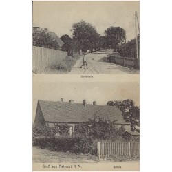 Gruß aus Reierort N. M. Dorfstraße. Schule