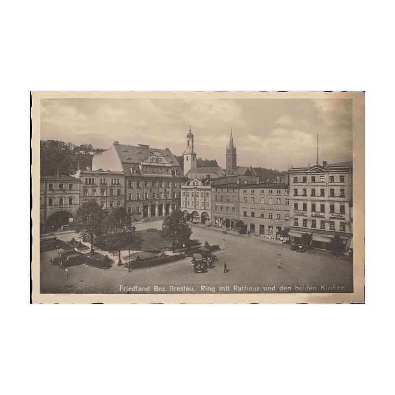 Friedland Bez. Breslau. Ring mit Rathaus und den beiden Kirchen