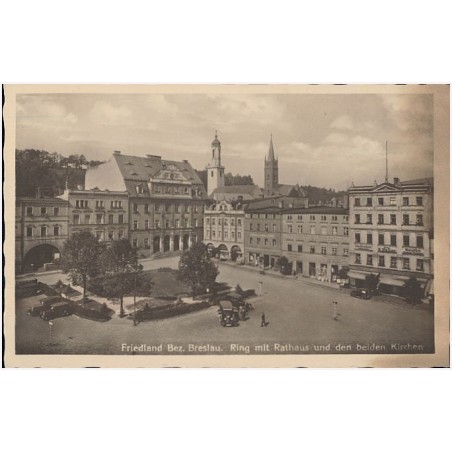 Friedland Bez. Breslau. Ring mit Rathaus und den beiden Kirchen