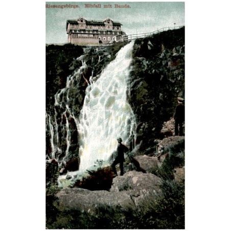 Riesengebirge, Elbfall mit Baude.