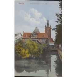 Danzig. Müllergewerkshaus mit Katharinenkirchturm