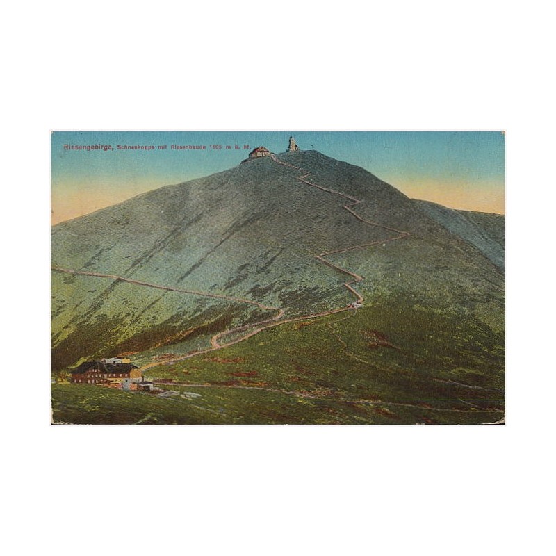 Riesengebirge, Schneekoppe mit Riesenbaude 1605 m ü. M