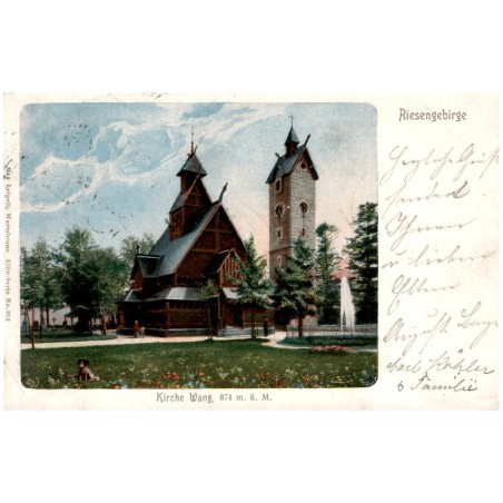 Riesengebirge. Kirche Wang, 874 m.ü.M. / Rewers: Es Grüsset viele Tausendmal der Herr der Berge Rübezahl.
