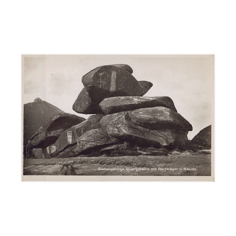 Riesengebirge. Quargsteine mit Reifträger u. Baude