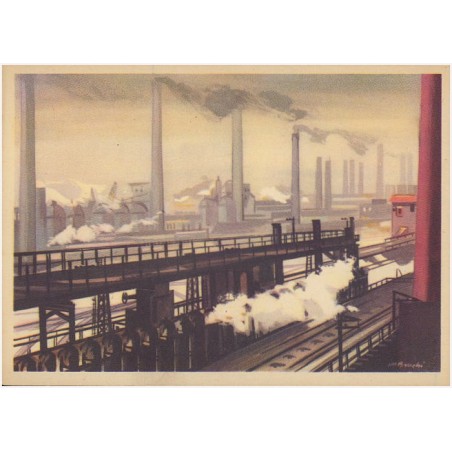 Rewers: Proj. J. M. Brzeski Ogólny widok huty żelaza