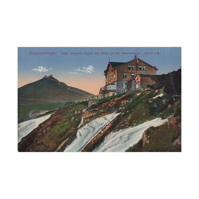 Riesengebirge. Prinz Heinrich-Baude mit Blick auf die Schneekoppe. 1410 m ü. M