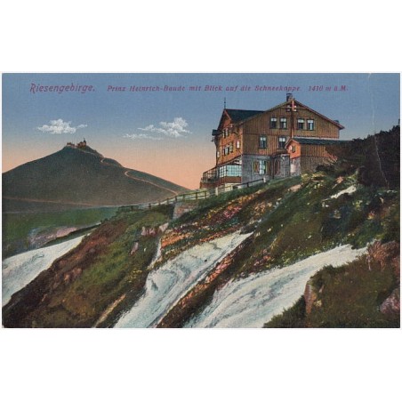 Riesengebirge. Prinz Heinrich-Baude mit Blick auf die Schneekoppe. 1410 m ü. M