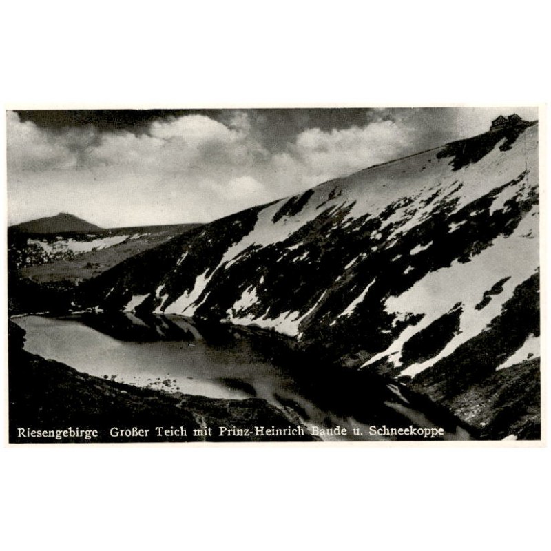 Riesengebirge. Großer Teich mit Prinz-Heinrich Baude u. Schneekoppe