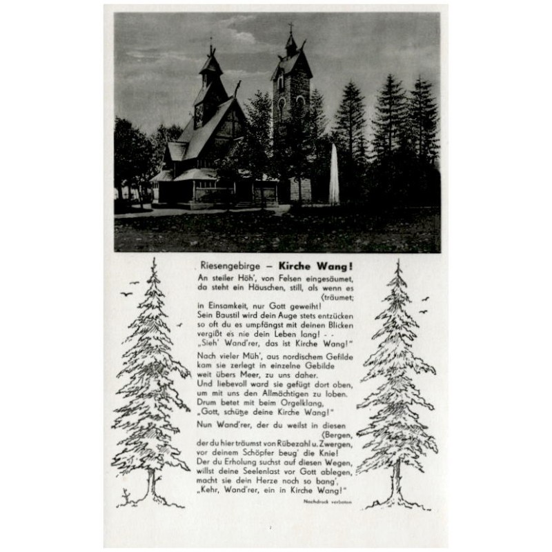 Riesengebirge - Kirche Wang! An steiler Höh' [...] / Rewers: Die Kirche Wang [...]
