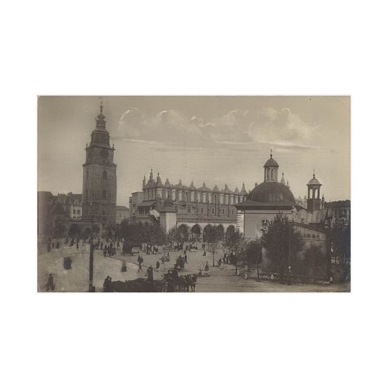 Kraków. Rynek, Ratusz, Sukiennice i kościół św. Wojciecha