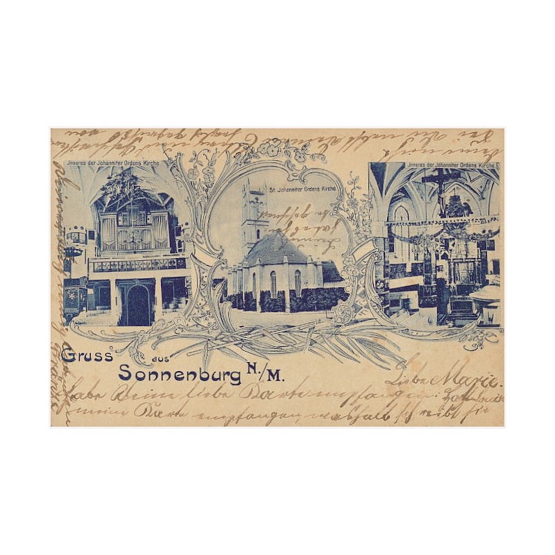 Gruss aus Sonnenburg N./M. Kgl. Inneres der  Johanniter Ordens Kirche. St. Johanniter Ordens Kirche. Inneres der  Johanniter Ord