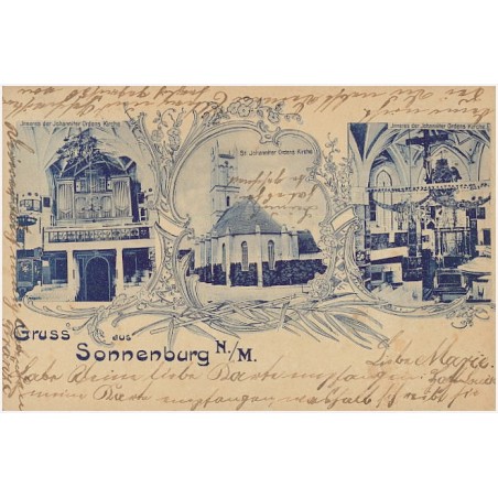 Gruss aus Sonnenburg N./M. Kgl. Inneres der  Johanniter Ordens Kirche. St. Johanniter Ordens Kirche. Inneres der  Johanniter Ord