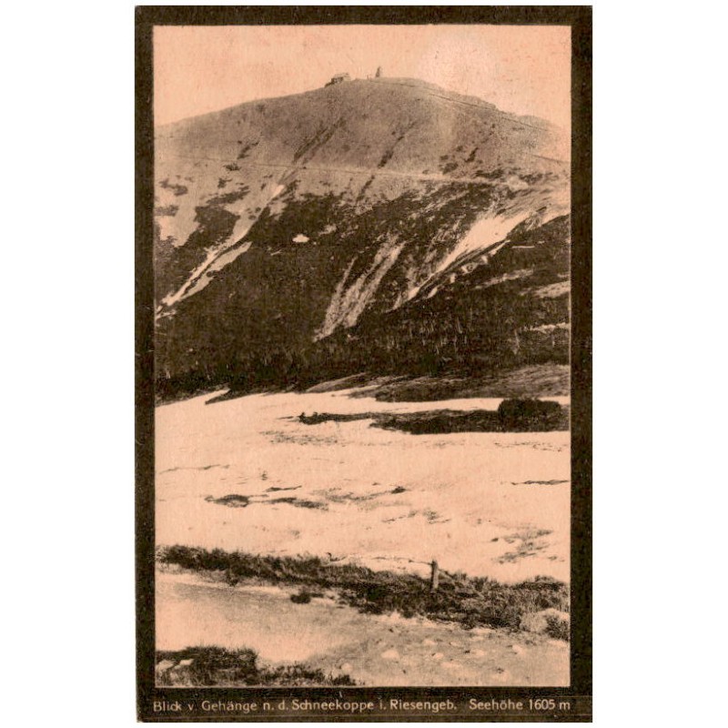 Blick v. Gehänge n. d. Schneekoppe i. Riesengeb. Seehöhe 1605 m / Rewers: Diese Karte ist auf der Riesenbaude gekauft. Bes. P. H