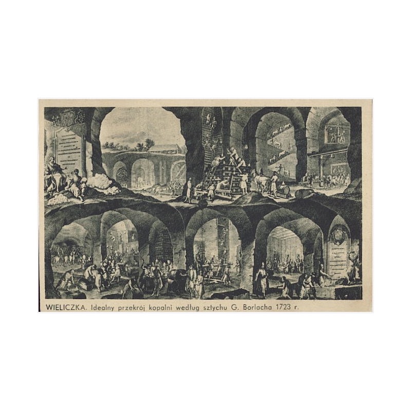 Wieliczka. Idealny przekrói kopalni według sztychu G. Borlacha 1723 r. [...]
