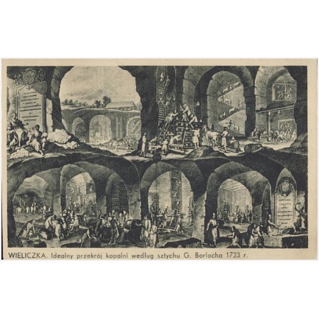 Wieliczka. Idealny przekrói kopalni według sztychu G. Borlacha 1723 r. [...]
