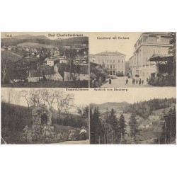 Bad Charlottenbrunn. Total. Bismarckbrunnen. Konditorei mit Kurhaus. Ausblick vom Blockberg
