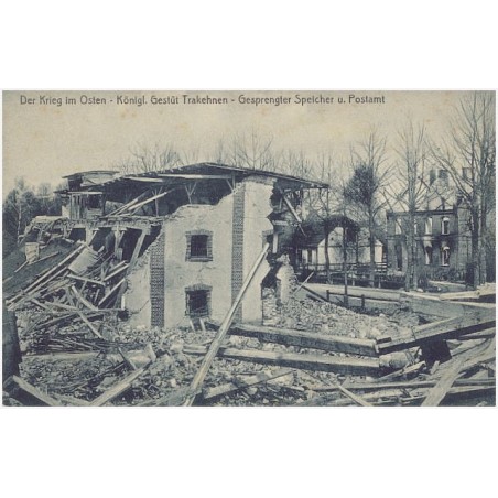 Der Krieg im Osten - Königl. Gestüt Trakehnen - Gesprengter Speicher u. Postamt