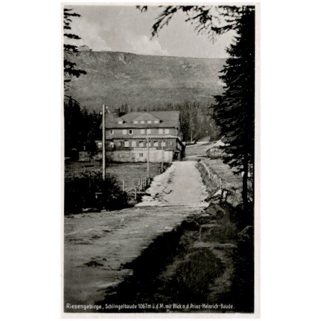 Riesengebirge, Schlingelbaude 1067 m ü. d. M. mit Blick n. d. Prinz-Heinrich-Baude.