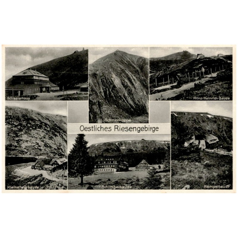 Oestlisches Riesengebirge. Schlesierhaus. Schneekoppe. Prinz-Heinrich-Baude. Kleine Teichbaude. Schlingelbaude. Hampelbaude