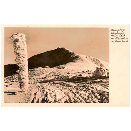 Riesengebirge, Schneekoppe 1605 m ü. d. M. m. Schlesierhaus u. Riesenbaude. 61424