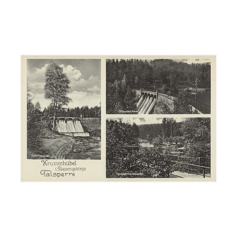 Krummhübel i. Riesengebirge. Talsperre. Sperrmauer. Staubecken. Talsperrebaude