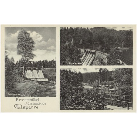 Krummhübel i. Riesengebirge. Talsperre. Sperrmauer. Staubecken. Talsperrebaude