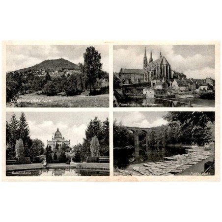 Landeskrone (Höhe 420 m). Peterskirche u. Waldhaus. Ruhmeshalle. Neißeviadukt / Rewers: Görlitz/Schl.
