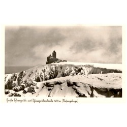 Große Schneegrŭbe mit Schneegrŭbenbaŭde 1490 m (Riesengebirge) / Rewers: Die Schneegrubenbaude 1490 m mit Großer Schneegrube Rie
