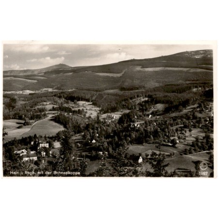 Hain i. Rsgb. mit der Schneekoppe Silesia 1987 / Rewers: Riesengebirge. Hain m. Schneekoppe