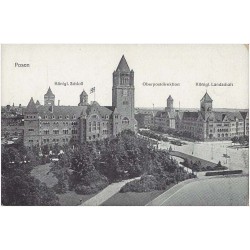 Posen. König Schloß. Kaiserl. Oberpostdirektion. Königl. Landschaft