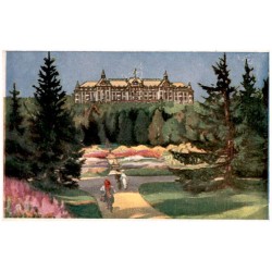 Lázne Tatranská Lomnica dľa orig. E. Kosy. Grandhotel Praha komfortne zariadený. Pre zimné športy ma dokonca zvlaštnu lanovu drá