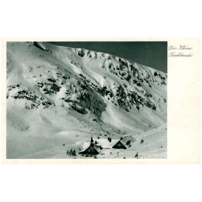 Die Kleine Teichbaude / Rewers: Riesengebirge. Alpines Skigelände and der Kleinen Teichbaude (1183 m)