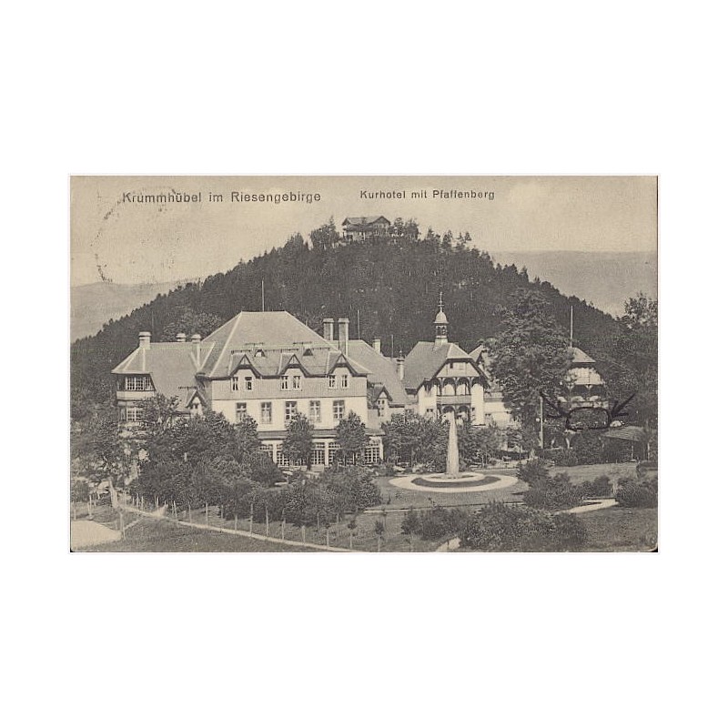 Krummhübel im Riesengebirge. Kurhotel mit Pfaffenberg