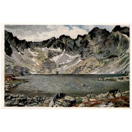 Hincovo pleso v Mengusovskej doline 1965 m dľa orig. E. Kosy. Le lac de Hinc situé á1965 mètres dans les Tatra. The lake of Hinc