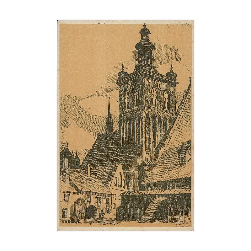P. E. Gabel /Künstlerkarte "Alt Danzig" - St. Katharinenkirche