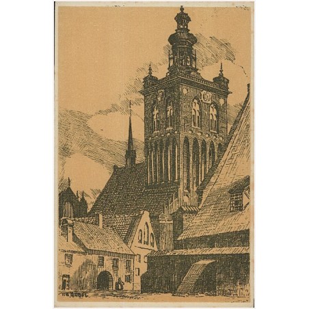 P. E. Gabel /Künstlerkarte "Alt Danzig" - St. Katharinenkirche
