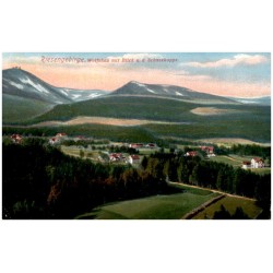 Riesengebirge. Wolfshau mit Blick a. d. Schneekoppe.