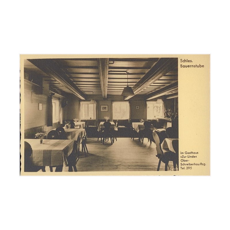 Schles. Bauernstube im Gasthaus "Zur Linde" Ober-Schreiberhau/ Rsg. Tel. 295 38119