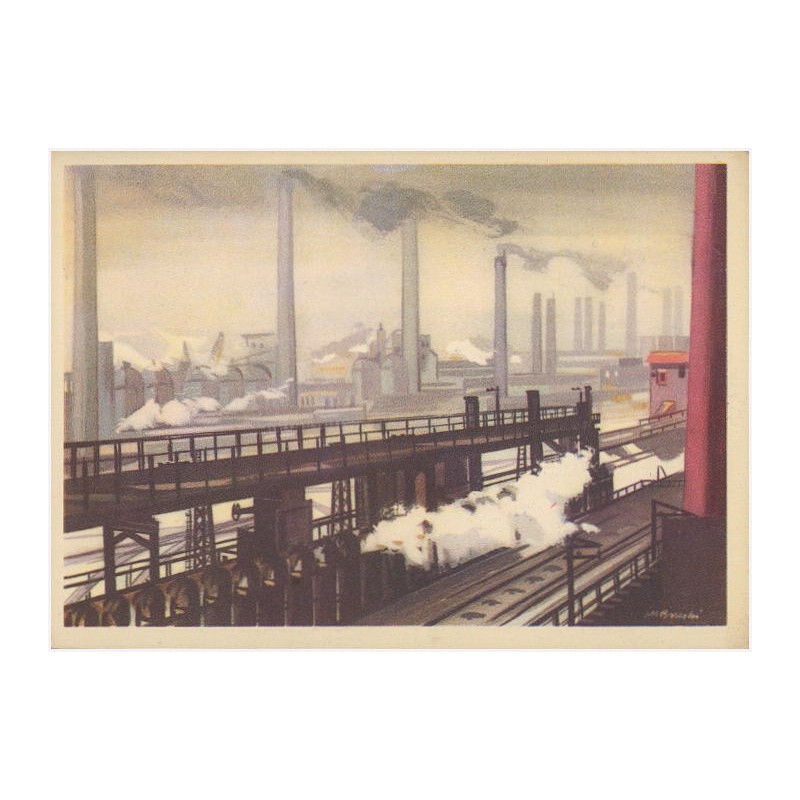 Rewers: Proj. J. M. Brzeski. Ogólny widok huty żelaza